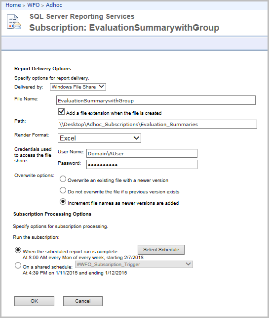 Complete required fields for sending the report by email