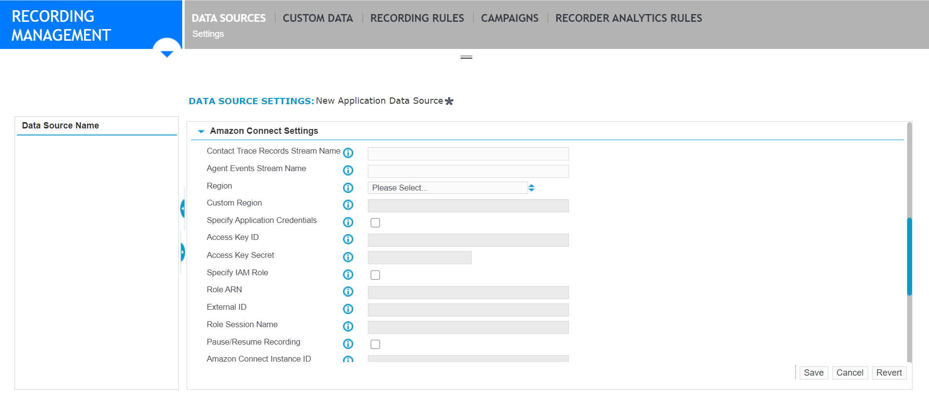 Create an application data source