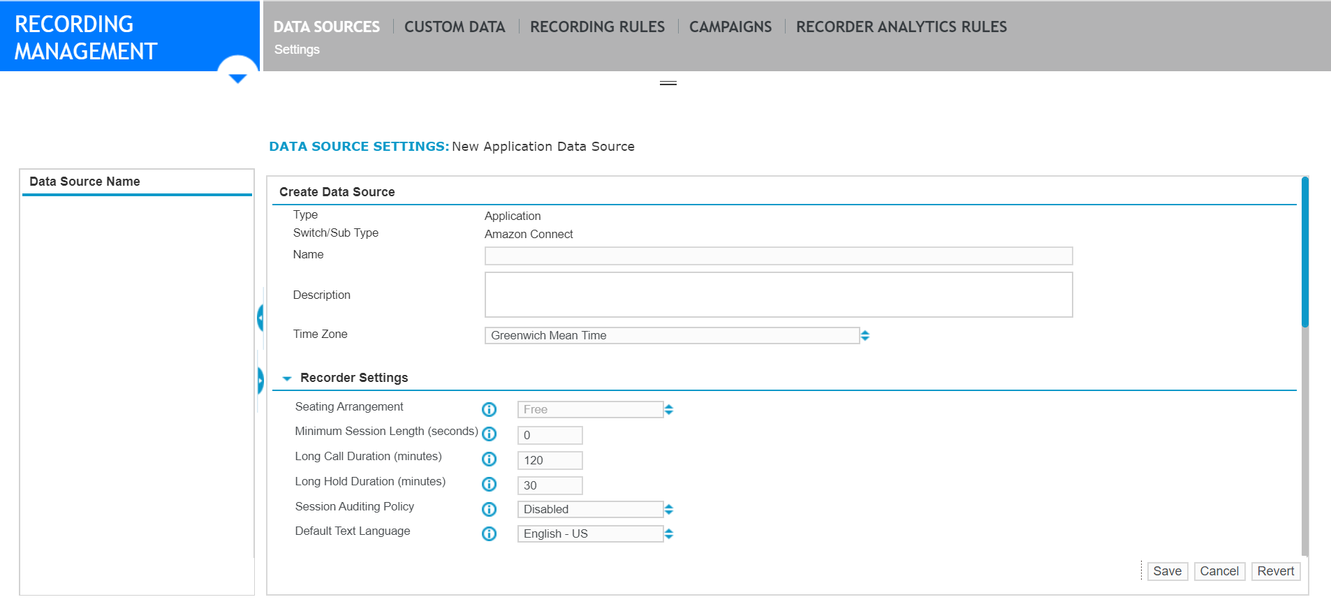 Create an application data source