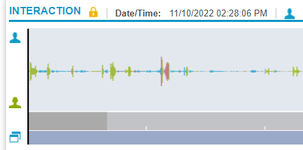 Verint Interaction playback showing red and blue voice channels