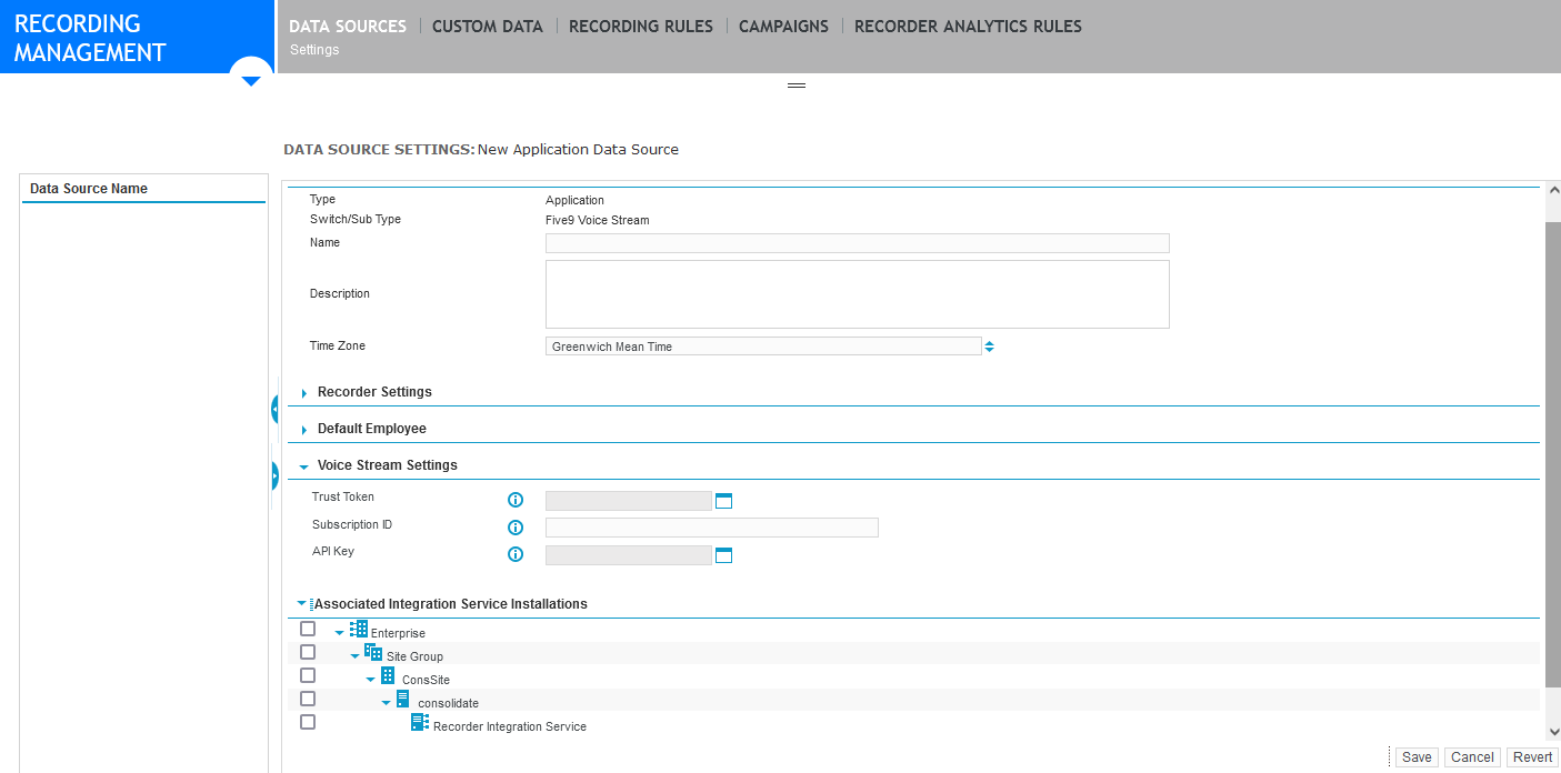 Configure a Voice Stream data source