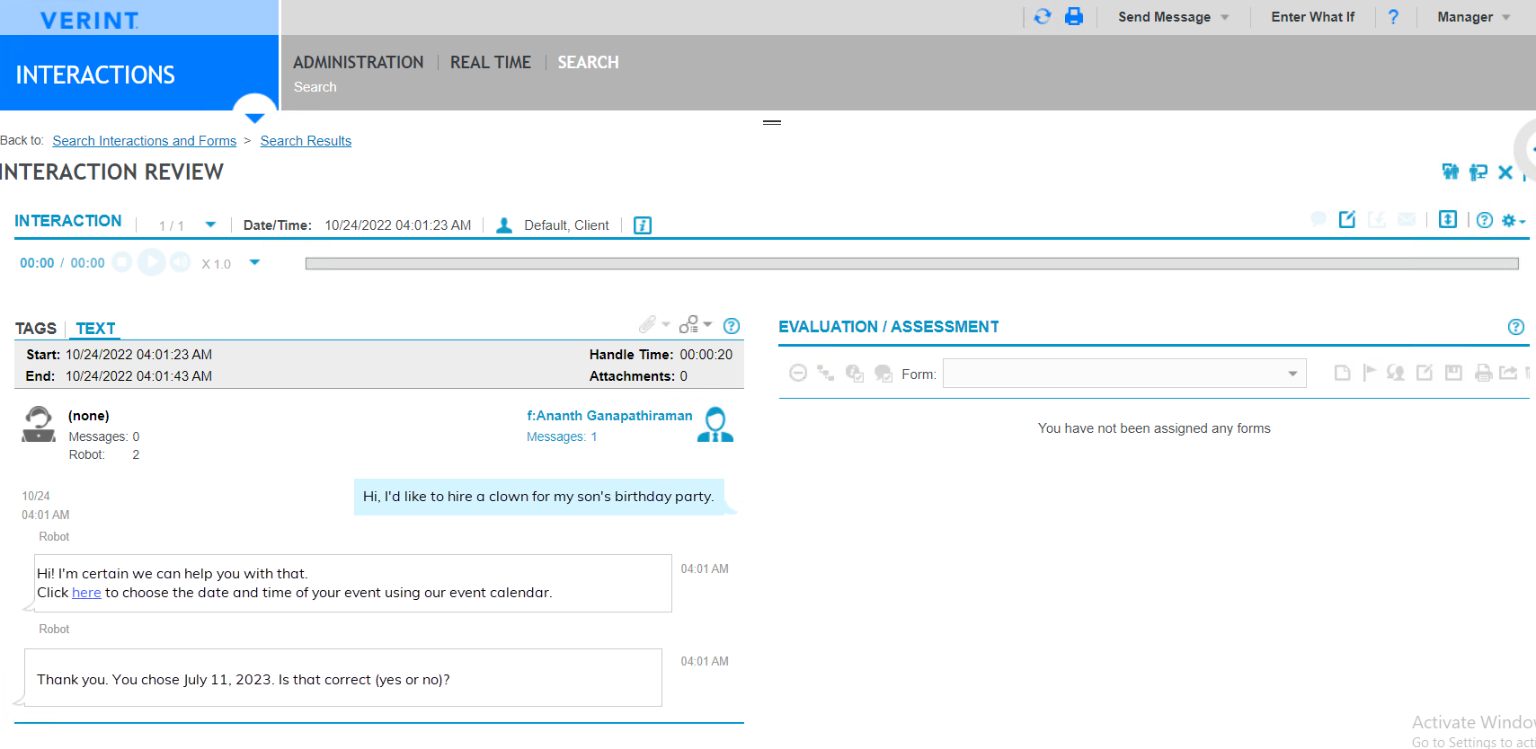Review a conversation.