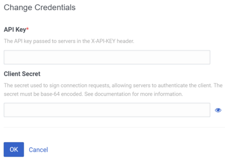 API Key field on the Credentials screen