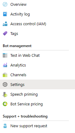 Under BOT management, select Settings