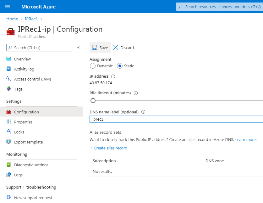 Configure the DNS name