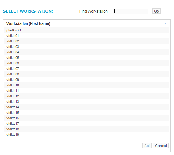 Select Workstation screen