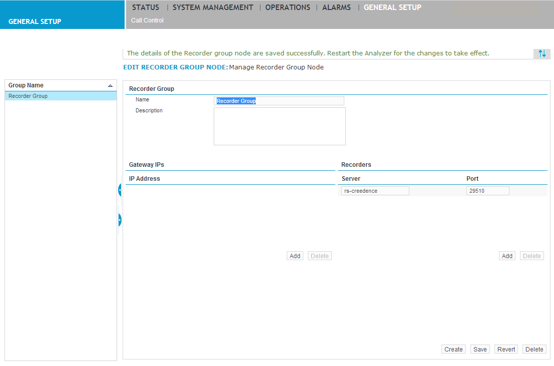 Call Control under General Setup