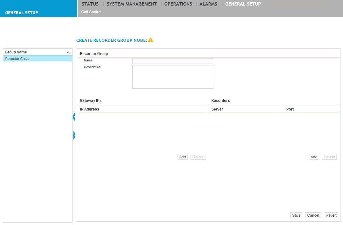 Call Control under General Setup
