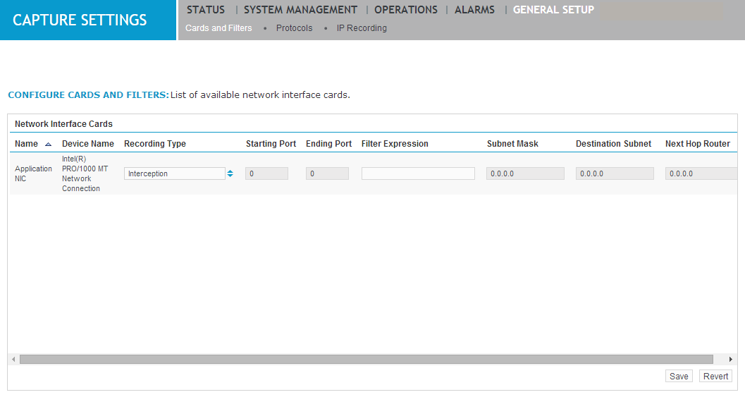 Cards and Filters under General Setup