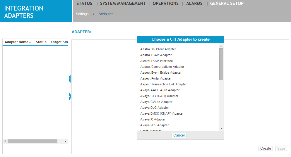 Settings screen under General Setup