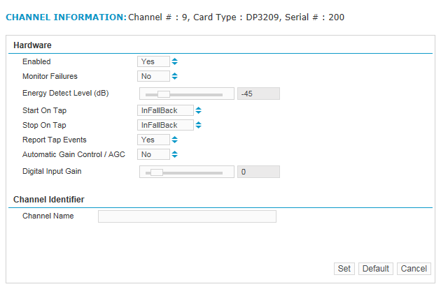 Configure Channel Information