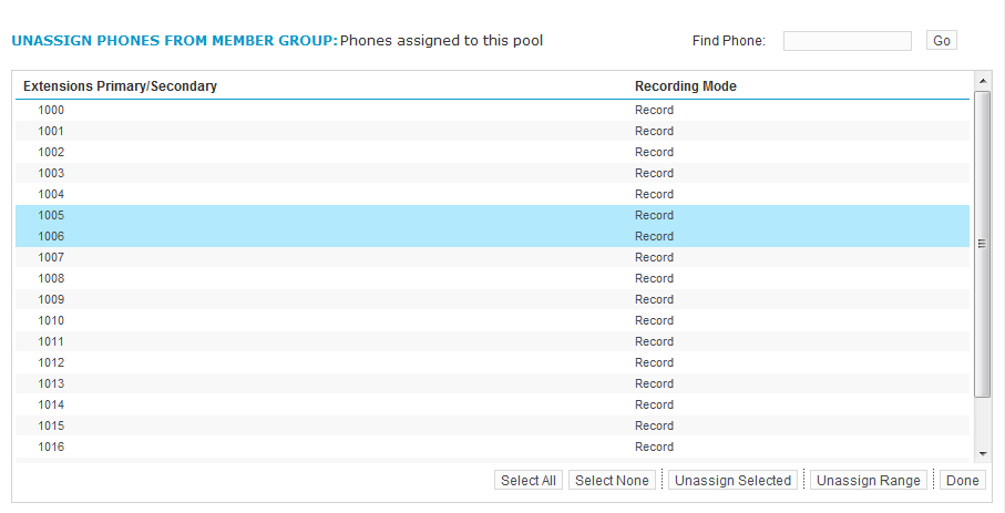 Unassign phone from Member Group