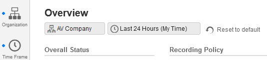 Filter buttons on the Overview dashboard