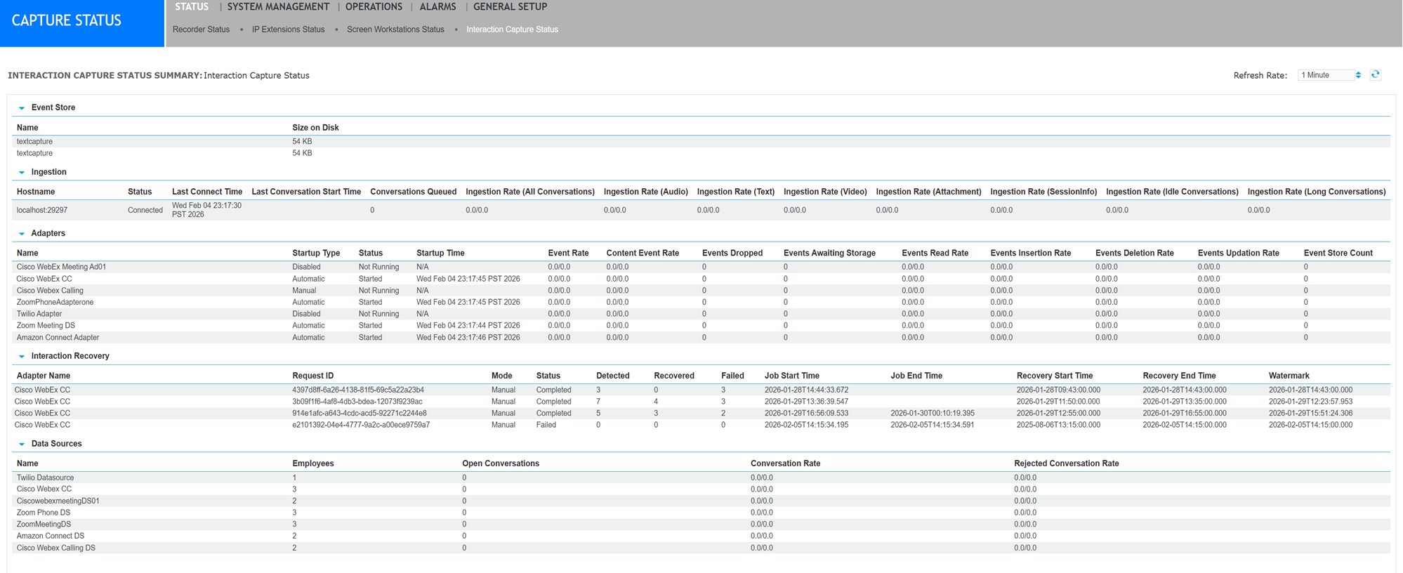Interaction Capture Status