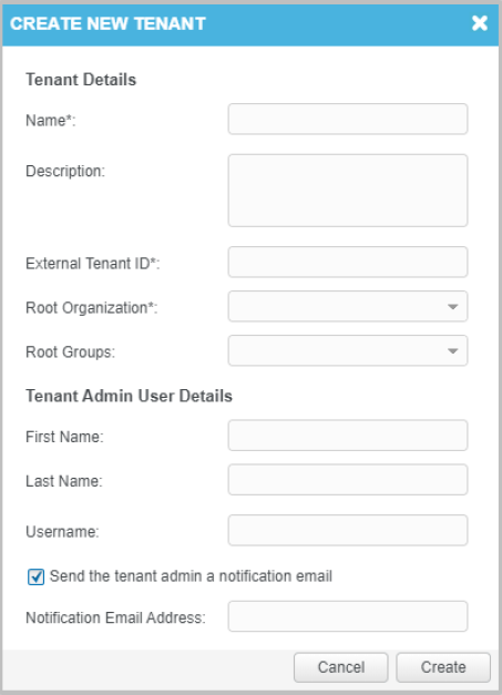 Create new tenant
