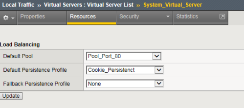 Configure the default pool and default persistence profile