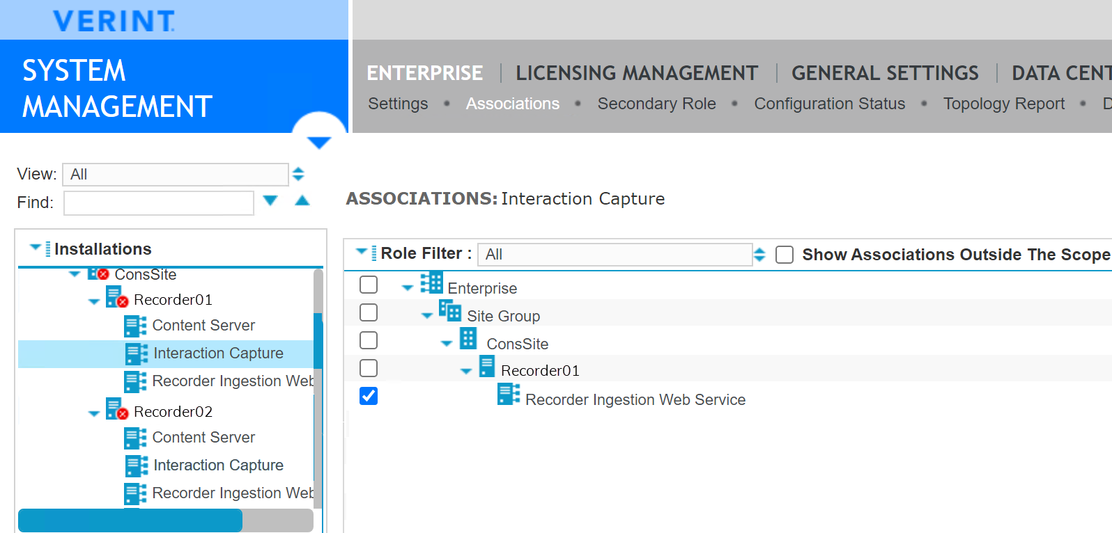 Associate the Interaction Web Service to Interaction Capture.