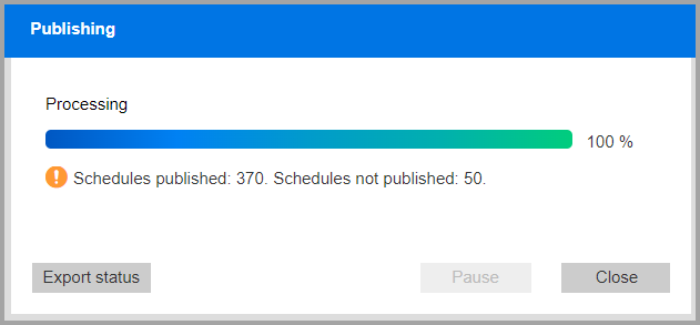 Published schedules status