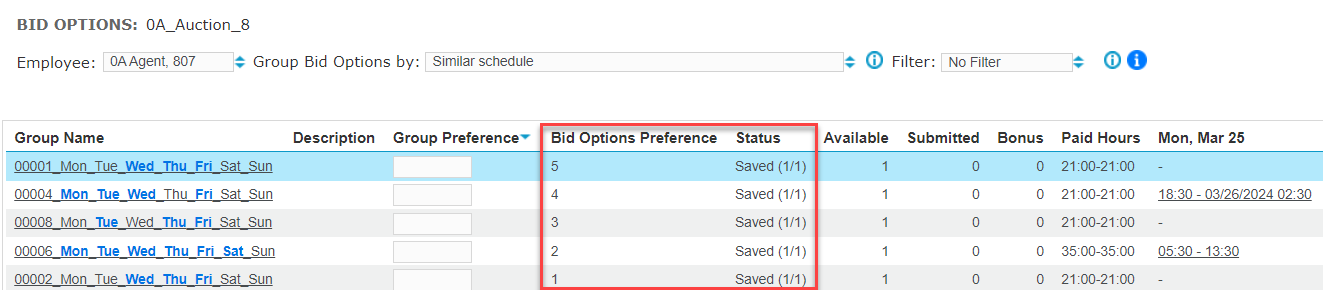 Bid Options Preferences Updated