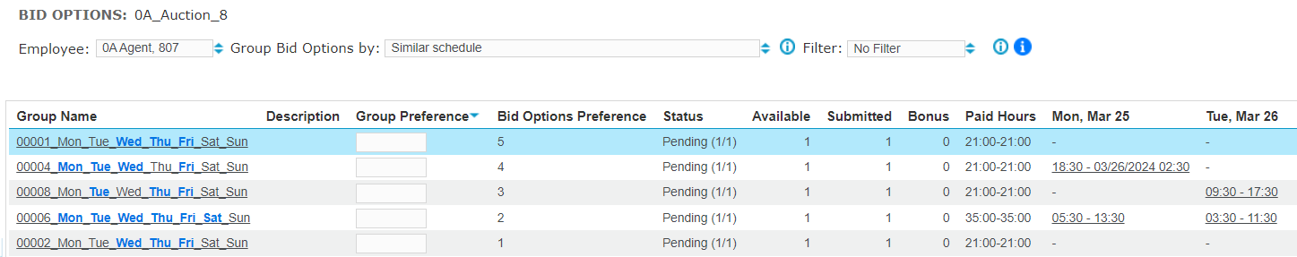 Full Schedule Period - Submitted Bids