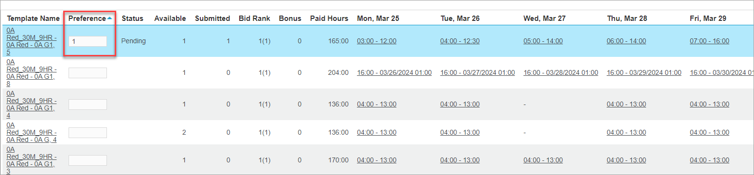 Bid Options submitted bid updated