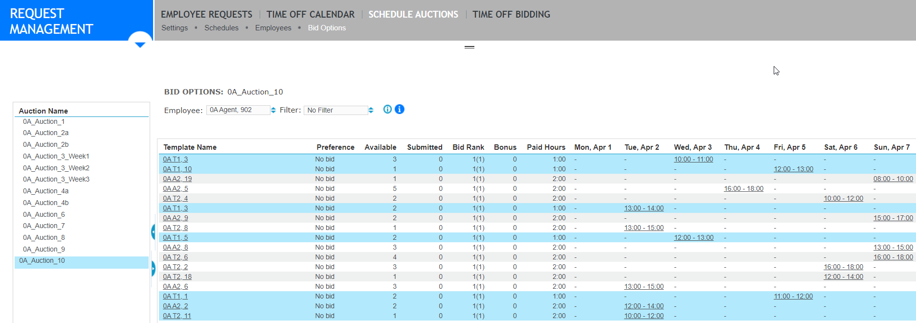 Multiple Shifts Per Day - Selected Shifts