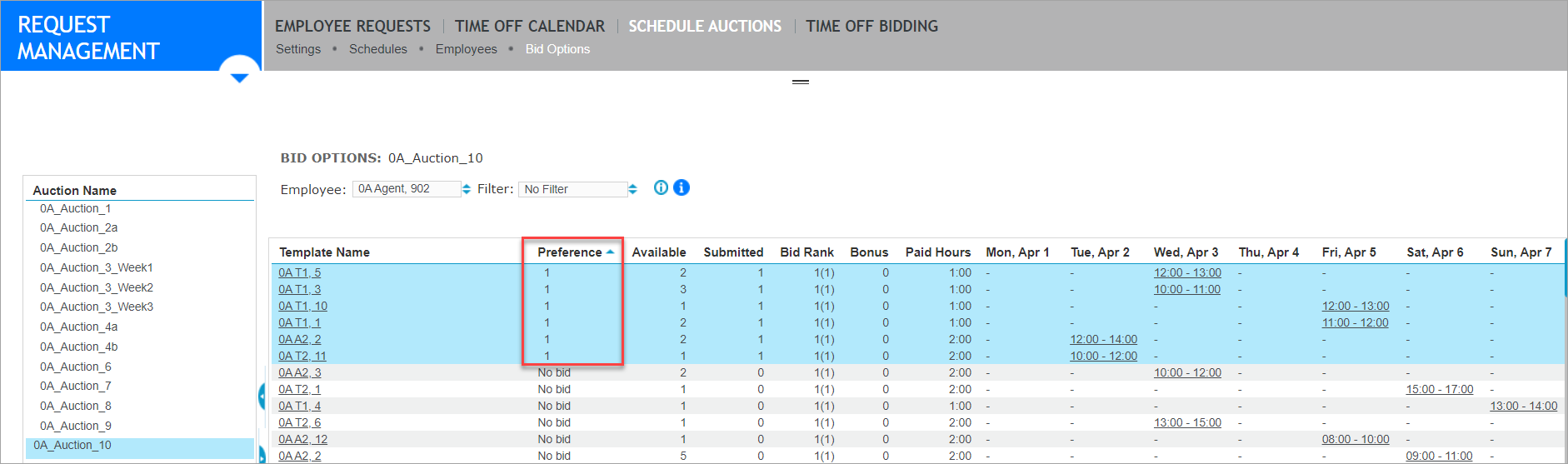 Bid Options submitted bid updated