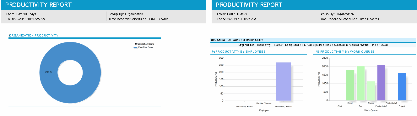 Detailed Report for Time Records, Grouped by Organization