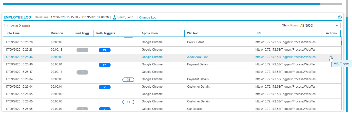 Path log entry shown in log