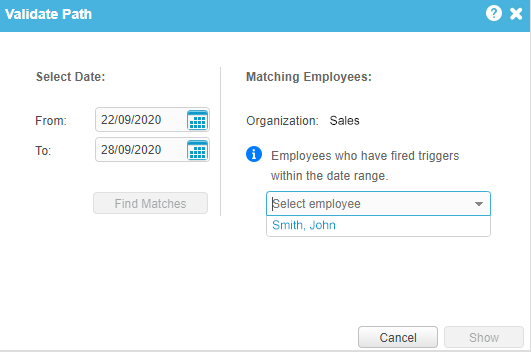 Validate Path dialog