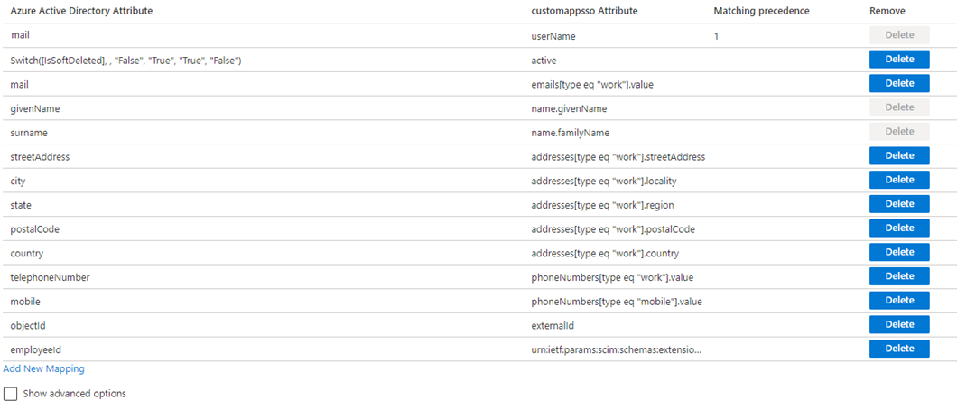 Edit the Azure Active Directory attribute mapping