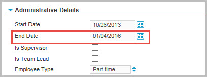 Administrative Details area of Profiles page