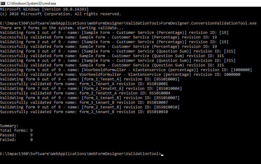 validation tool window