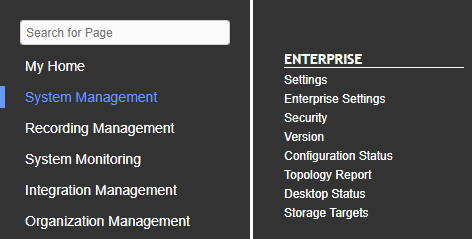 System Management menu options