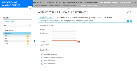 Rule settings
