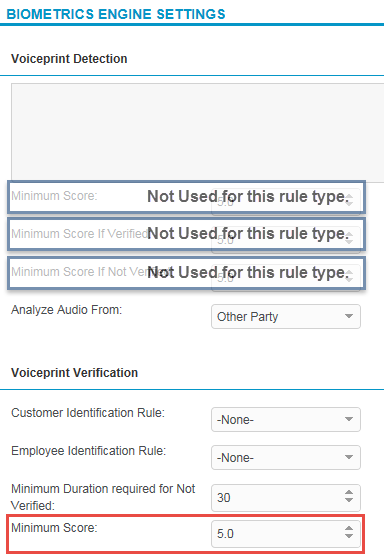 Biometrics engine settings