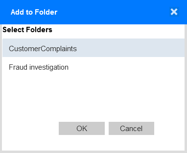 Add to folder dialog box