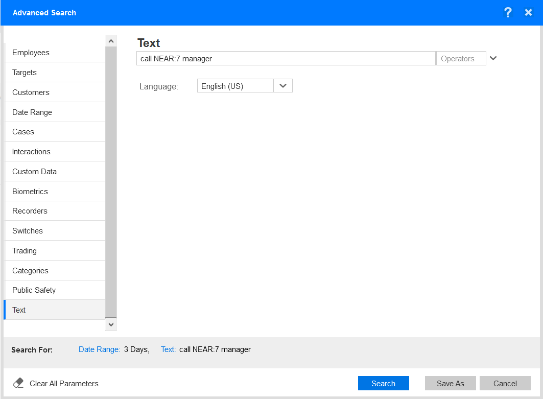Advanced search text