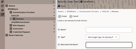 Select New - Import SAML IdP metadata to WFO WebLogic