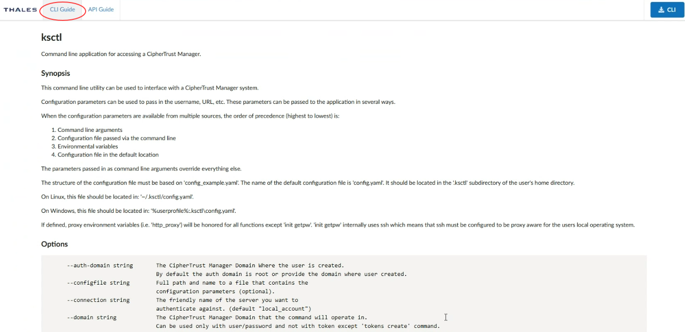 Screenshot for accessing CLI guide and CLI toolkit download