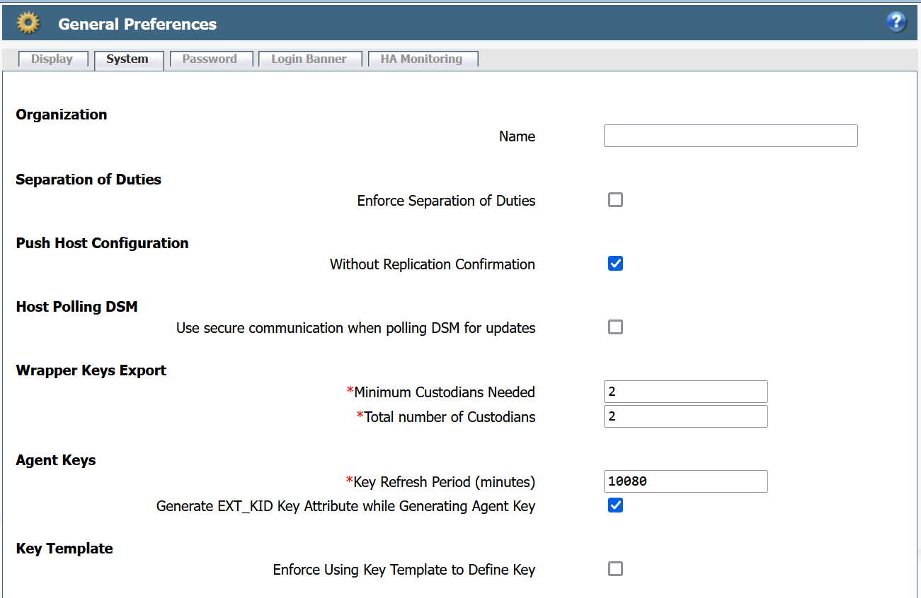 Screenshot of general preferences page
