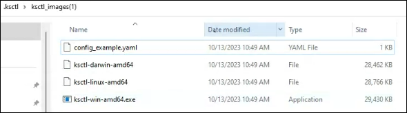 Screenshot of extracted zip files