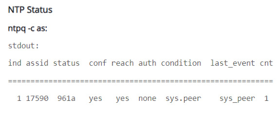 Screenshot of NTP status